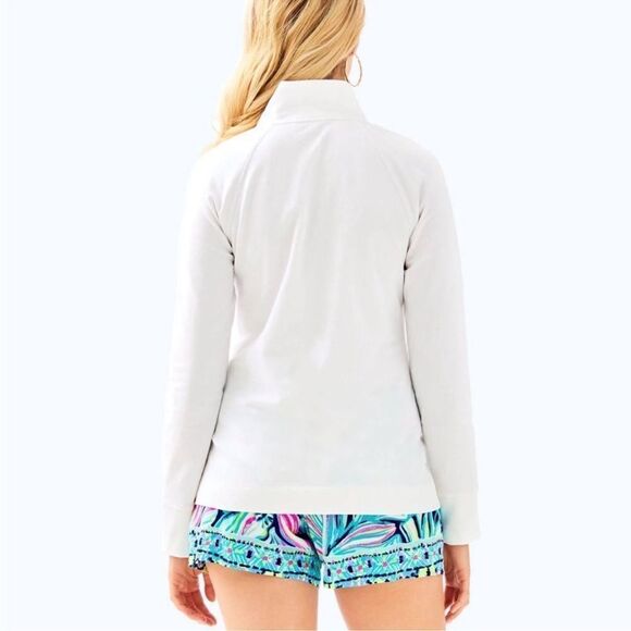 Lilly Pulitzer Skipper White Solid Popover XXS Palm Tree Half Zip Pullover - Picture 2 of 10
